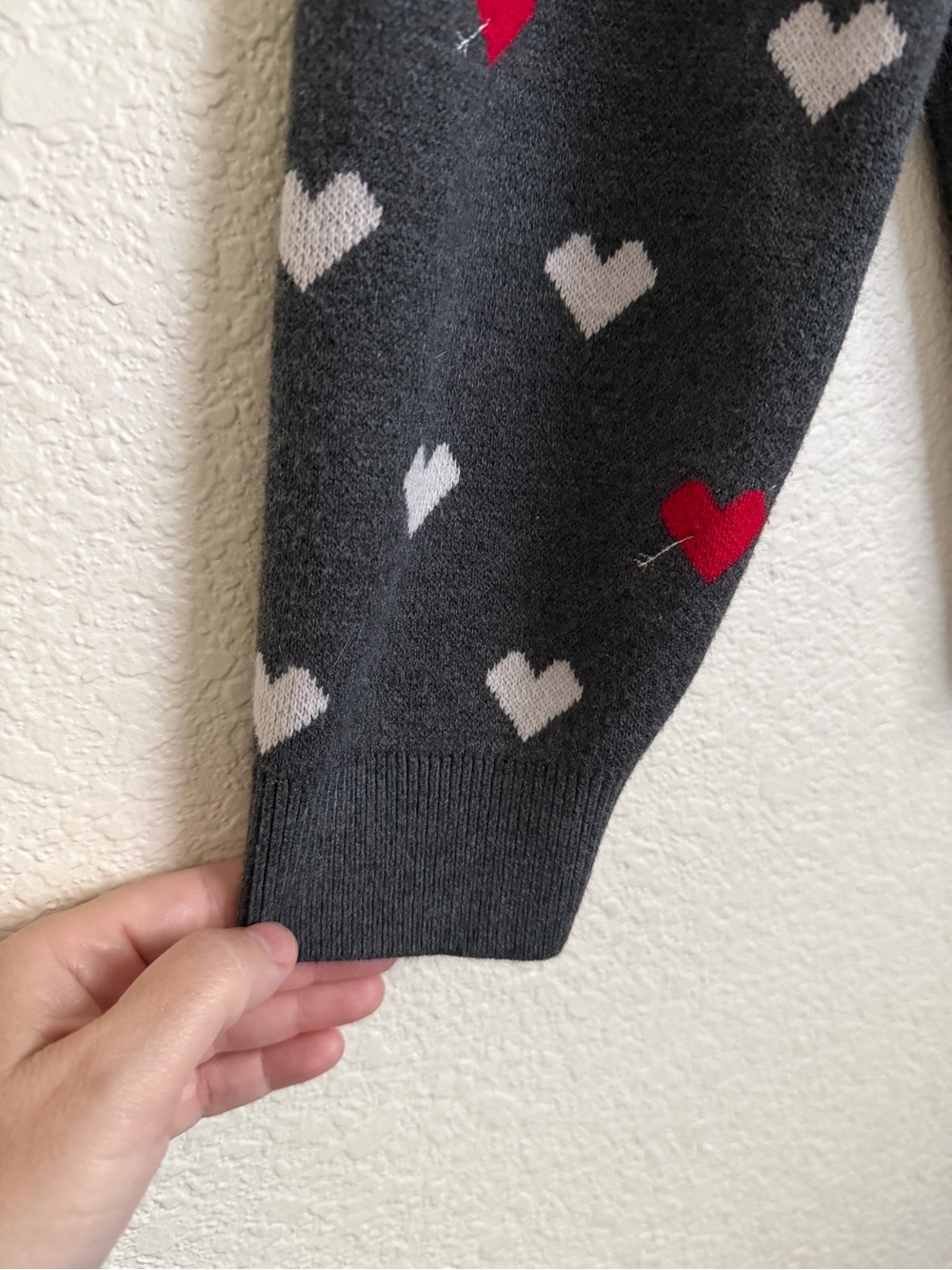 Ann Taylor Heart Print Charcoal Grey Boatneck Sweater L - Picture 5 of 9